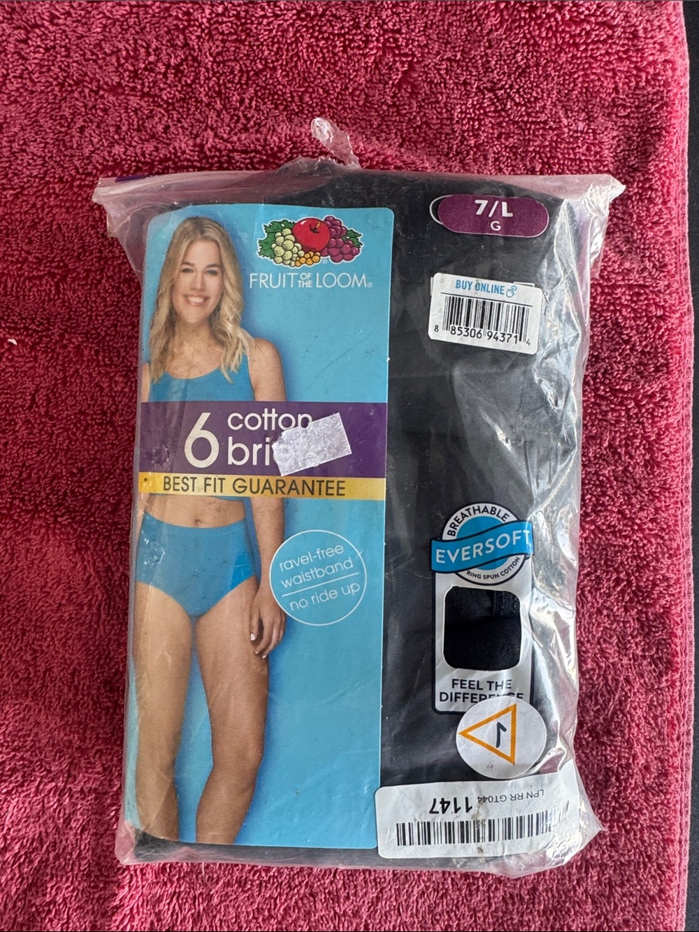 Fruit of the Loom Black Cotton Briefs - 6 Pack